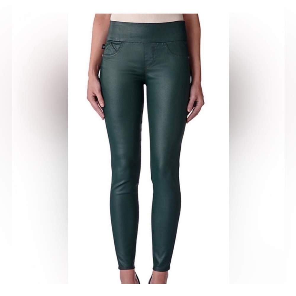 Women's Faux Leather Skinny Jeans - Green